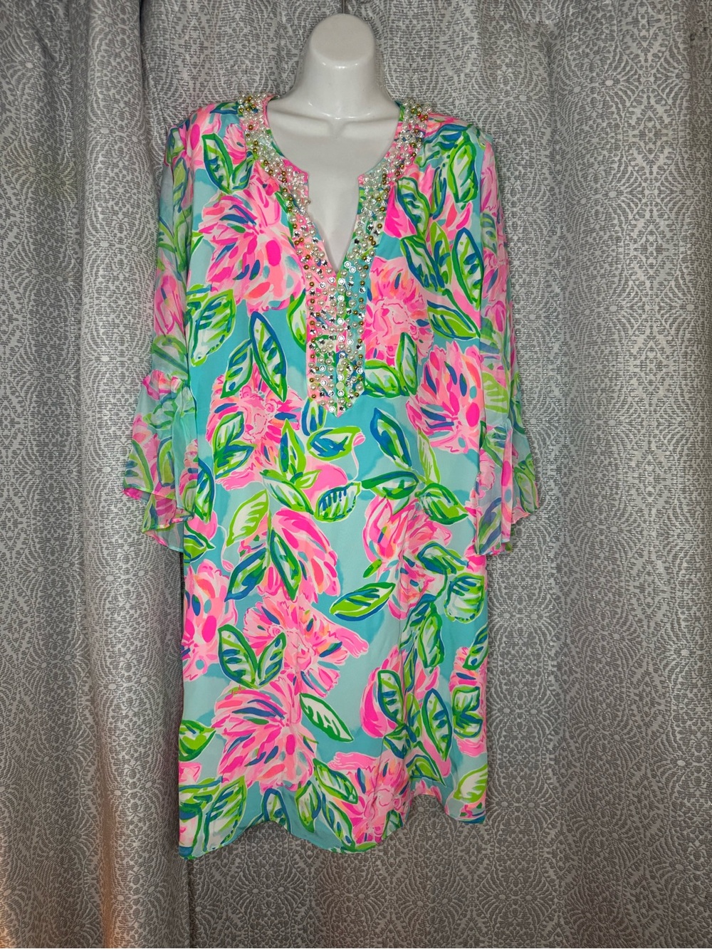 Lilly Pulitzer NWT Elenora Silk Dress with beads - Picture 3 of 6